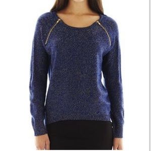 Bisou Bisou Metallic Raglan Sweater Sz M